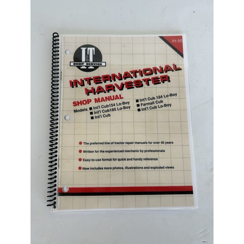 I&T IH-50 International Harvester Shop Service Manual Cub 154 184 185 Lo-Boy